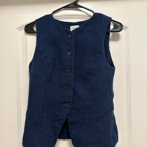 Aritzia Blue Linen Regal Vest